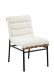 Lahni White Boucle Fabric Set of 2 Dining Chair with Black Iron Legs B061P234546
