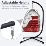 Outdoor Egg Hanging Chair with Stand, Patio Wicker Swing Egg Chair Indoor Swinging Chair Outdoor W2500P309389