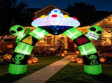 10.5FT Halloween Inflatable Alien Archway with Built-in LED Lights, Polyester Blow Up Alien UFO Arch 71783358