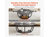 Round Coffee Table, Modern 2-Tier Wooden Center Table with Open Storage, Minimalist Design with 29342296