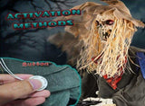 4.5ft Halloween Sitting Scarecrow Decoration with Red Light-Up Eyes, Sound-Activated Head Movement & 14917583
