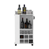 Fargo Bar Cart with Cabinet, 6 Built-in Wine Rack and Casters B200P188860