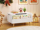 2-in-1 Kids Toy Storage Organizer with Bookshelf, 59.6940.6443.18 cm Pine Wood Toy Chest for 3 48666257