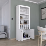 Nero 74-Inch Tall Bar Cabinet 4-Tier Modern Bar Cabinet with Glass Holder Stemware Rack, Wine B200P188834