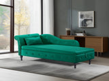 Aijia 60" Velvet Multifunctional Storage Chaise Lounge Buttons Tufted Nailhead Trimmed Solid Wood W1117P284896