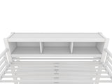 Metal Loft Bed with Wardrobe And L-shaped Desk, Full Size Loft Bed with Storage Cubes and Shelves, 73922889