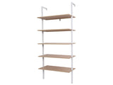 5-Layer Wall-Mounted MDF Iron Frame Display Rack 24.02*12.01*72in White&Oak 76363411