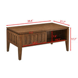 Mid Century Modern Fluted Coffee Table with Storage Sliding Door & Solid Leg, Vintage Farmhouse W1801P195680