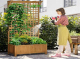 Wood Planter with Trellis for Vine Climbing-Yellow 73997519