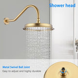 Single-Handle 4-Spray Patterns Bathroom Rain Shower Faucet with Body Jet Handshower in Brushed Gold W1219133589