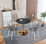 31.5"GOLDEN AND BLACK Tulip Table Mid-century Dining Table for 2-4 people With Round Mdf Table Top, W234P283828
