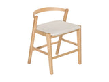 Balmain Indoor Rubberwood Barstool, Natural Finished and Beige Upholstery, Set of 2 N775P318294N