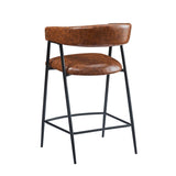 26'' Counter Stools Set of 2, Pu Upholstered Counter Stools with iron Frame, Backrest, Footrest, Arm N780P199985B