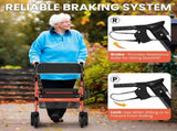 Foldable Rollator Walkers with Seat for Seniors, 450 lb Capacity, 8" Wheels, 18" Big Seat, 61195404