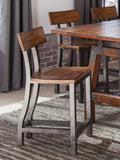 ZNTS Rustic Brown and Gunmetal Finish Wooden Counter Height Chairs 2pc Set Industrial Design Dining B01163350