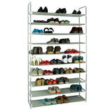 ZNTS 100cm Ultra Large Capacity 10 Layers Non-woven Fabrics & Steel Shoe Rack Gray 80450006