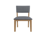 Set of 2 Blue Fabric Upholstered Dining Chairs, Brown B016P227282