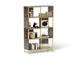 4-Tier Industrial Bookcase, Rustic Wood and Metal Frame, Asymmetrical Design, Display Storage W2167P192763
