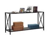 Grey MDF Countertop Black Wrought Iron Base 2 Layers Forked Console Table 22864661