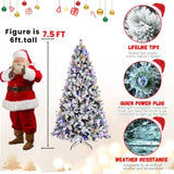 Artificial 7.5ft Flock Christmas Tree with 1523PE/PVC Mixed Branch Tips, 400L warm white lights, 23375777