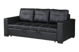 ZNTS Sectional Sofa Pull out Bed Living Room Couch Black Faux Leather Tufted Convertible Sofa HS00F6530-ID-AHD