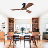 Hot sales 42 Inch Black Ceiling Fan with Lights Flush Mount Ceiling Fan with Remote Control, ABS W2991P338640