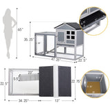 ZNTS Indoor Outdoor Rabbit Hutch, Bunny Cage with Run, Pull Out Tray, Guinea Pig House for Small Animals, W2181P152979