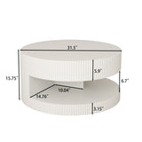 ZNTS 31.5'' Round Coffee Table,Modern Center Table with Storage,Vertical Stripe Design Coffee Table for W757P206006