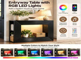 Modern Square Open-Frame Console Table with Side Storage Shelves, RGB LED Lights, APP & Remote 69665592