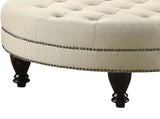 Oatmeal Cocktail Ottoman with Nailhead Trim B062P153810