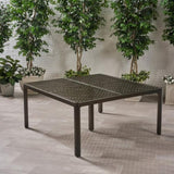 Outdoor Modern Aluminum Dining Table with Woven Accents, Gloss Black 65144.00BZE