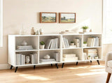 4 Cube Open Storage Bookshelf with 5 Heavy-Duty Metal Elevated Legs, Anti-Tip Wall Anchors Enclosed 46904035