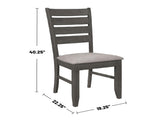 Set of 2 Dining Chairs with Fabric Upholstered Seat, Dark Grey B016P227268