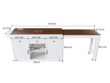 74.8" Kitchen Island Extendable Dining Table & Power Outlet - Rolling Storage Cart on Wheels 37564725