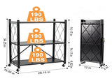 3Tier Rolling Storage Rack with Wheels, Foldable HeavyDuty Metal Storage Shelves, Organizer 58850337