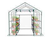Large Walk-in Greenhouse with PE Cover & Side Windows, 12-Shelf Indoor Outdoor Portable Greenhouse 97679406