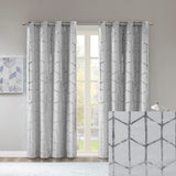 Total Blackout Metallic Print Grommet Top Curtain Panel Pair B035129663