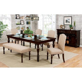 Transitional Antique Cherry Beige Set of 2pc Side Chairs Padded Fabric Turned Legs Dining Room B011P152638