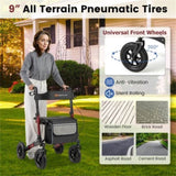 308lbs Foldable Rolling Walker 9" All-Terrain Tires, 7-Level Height , Wide Seat, 36704392
