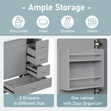 30" Bathroom Vanity with Sink, One Door with Shelf and Three Drawers, Soft Close Door, Grey N759P225994E