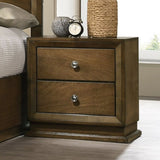 Walnut Finish 1pc Nightstand Transitional Style Bedside Table 2-Drawers Zinc Iron Bronze Metal Knob B2741P326707