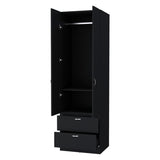 Black 2-Door 2-Drawer Wardrobe B062P205245