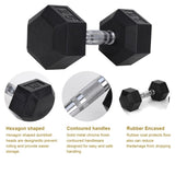 12LB 1-PairHDRS Rubber Coated Solid Cast Iron Dumbbell with Contoured Chrome Handle, 21894673