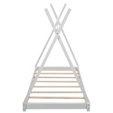 Twin Size House Platform Bed with Triangle tructure,White WF283047AAK