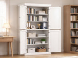 White 72" Freestanding Pantry Cabinet, Kitchen Food Storage with Double Doors & Adjustable Shelves 72380807