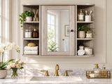 Bathroom Wall Cabinet Featuring 1 Mirrored Door 3 Shelves on Each Side MDF Construction with 57813692