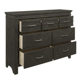 1pc Charcoal Gray Finish 7 Drawers Dresser Transitional Style Wooden Bedroom Furniture B011P220616