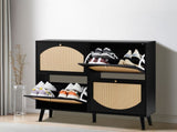 2 rows of 4 dump buckets with high-leg arched rattan shoe cabinet particle board plastic rattan 05313315
