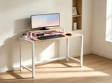 31.5" Computer Desk with Desktop Shelf and Lighting Foldable P2 Particleboard Iron Pipe with 78151630
