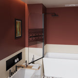 32.in W x 55.in H Shower Door Bathtub, 1/4 inch Thick Bohemian PatternTempered Glass Shower Door W3048P354730